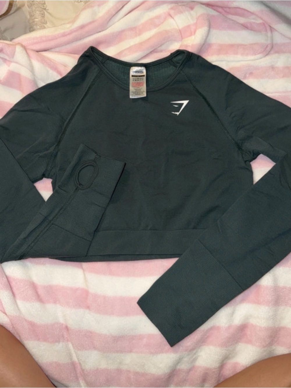 Gymshark Black Cropped Long-Sleeve Performance Top